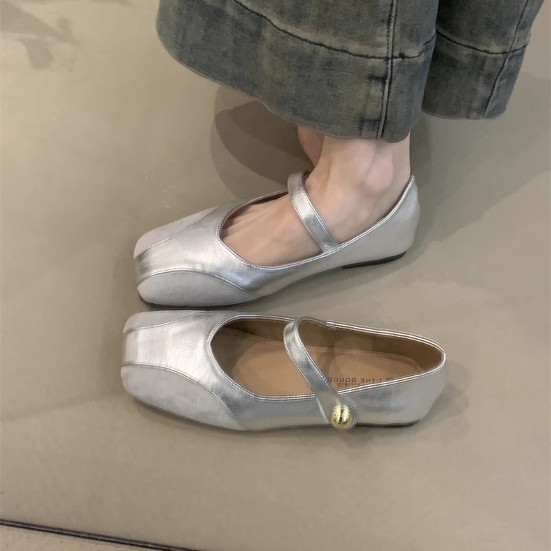 温柔气质仙女配裙子平底晚晚鞋