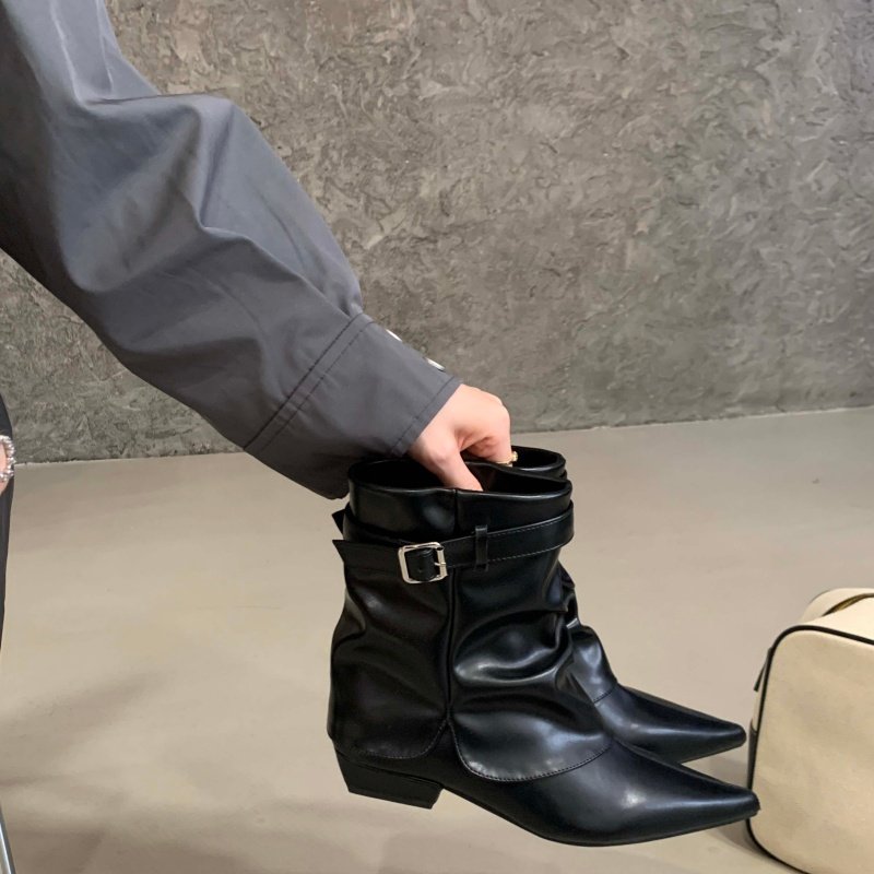 美拉德皮带扣短靴女切尔西靴40码