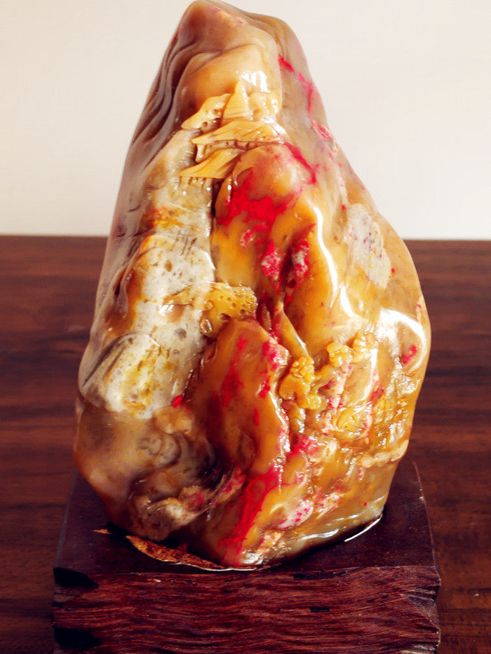 Natural Changhua Tianhuang Chicken Bloodstone Ornaments (Hongyun Dangtou) Nether Jade Bottom Shoushan Laotian Tianhuang Shi Balin