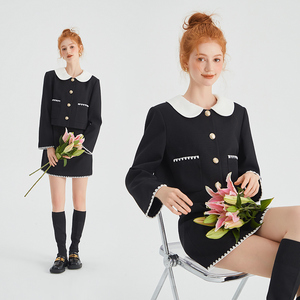 oece小香风外套女春季新款女装减龄吊带连衣裙两件套春秋套装