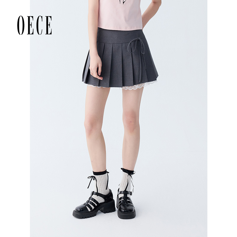 oece可爱甜美拼接百褶裙