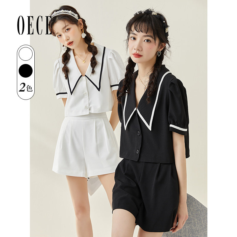 oece新款轻熟设计感短袖短裤夏装