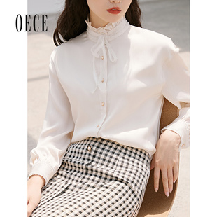 女装 衬衫 法式 雪纺衫 设计感小众上衣衬衣秋冬长袖 Oece秋冬新款
