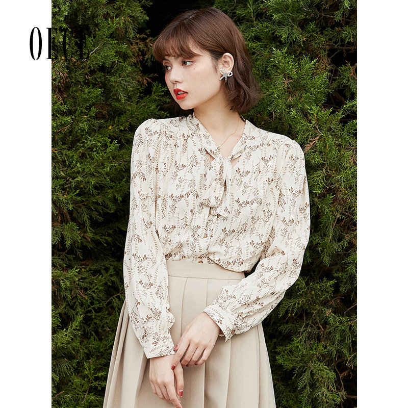 oece甜美碎花秋季新款法式衬衫