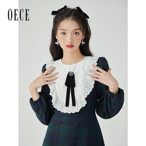 Oece复古学院风连衣裙春季新款女装设计感小众气质格纹裙子