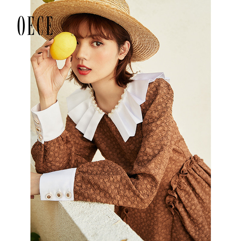 复古撞色，减龄设计感珍珠领