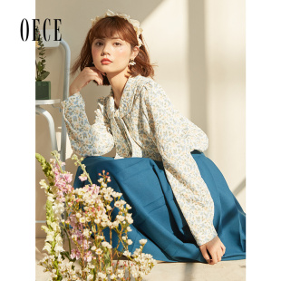 复古碎花气质长袖 Oece设计感衬衫 女装 新款 衬衣 春秋季