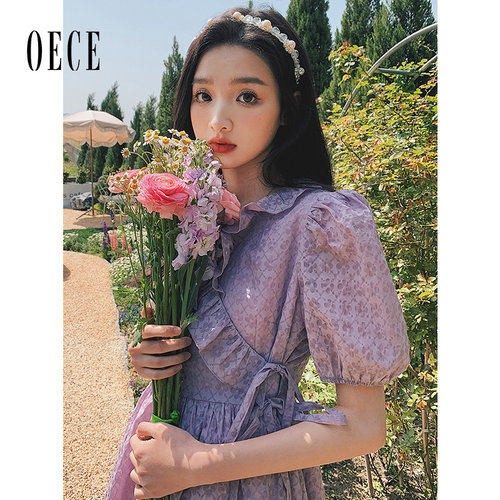 Oece韩系连衣裙春夏新款女装设计感小众裙子春法式复古淑女裙
