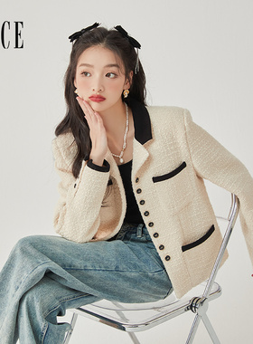 Oece高级感小香风外套秋季新款女装早秋奶系穿搭女士小西装