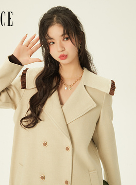 Oece复古大衣冬装新款女中长款外套