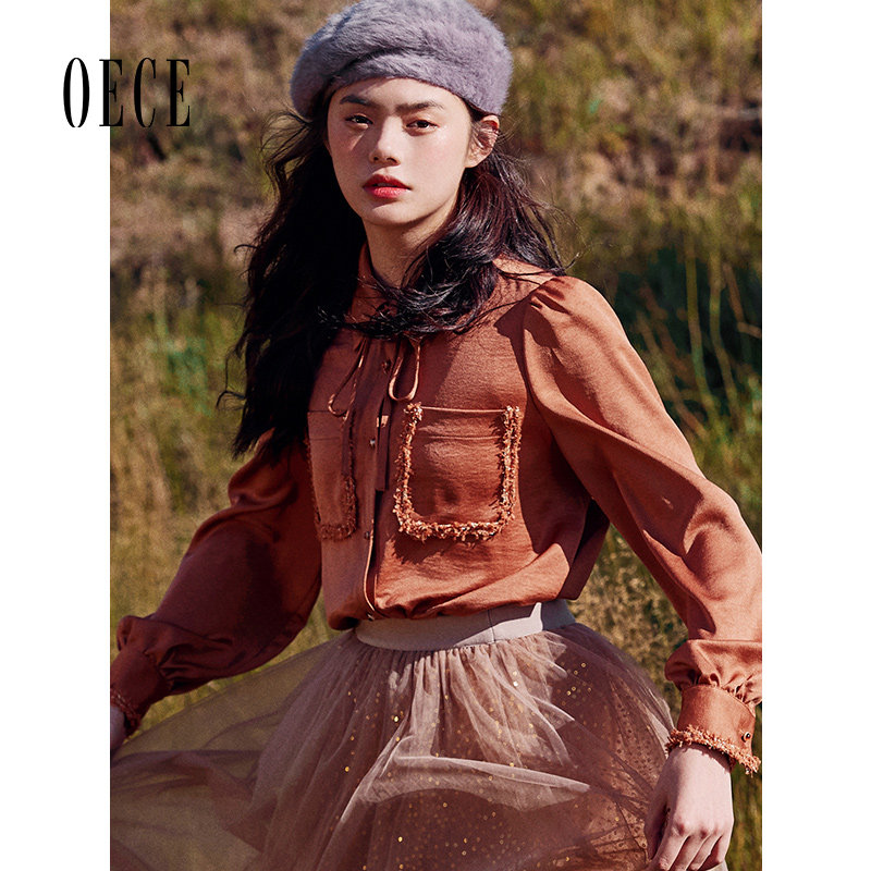 oece2021冬装新款女装流苏口袋