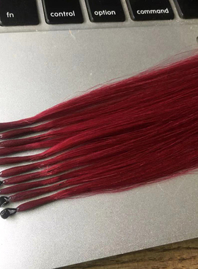 真人发丝8D无痕彩色挑染接发假发片接头发自己接可随意造型酒红色