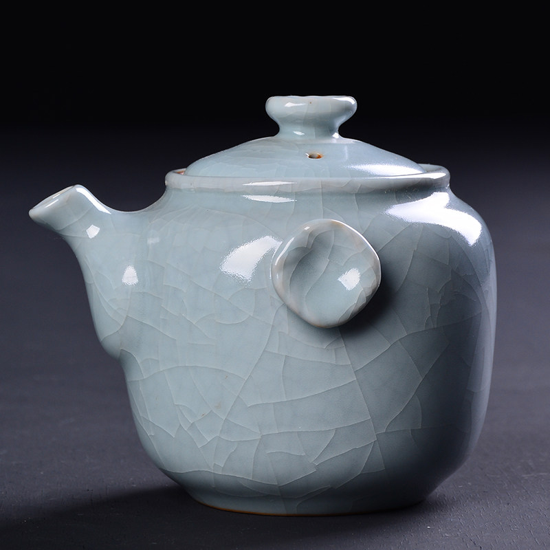 汝窑茶壶单壶陶瓷功夫茶具泡茶壶红茶过滤冰裂开片汝瓷定窑白玉瓷