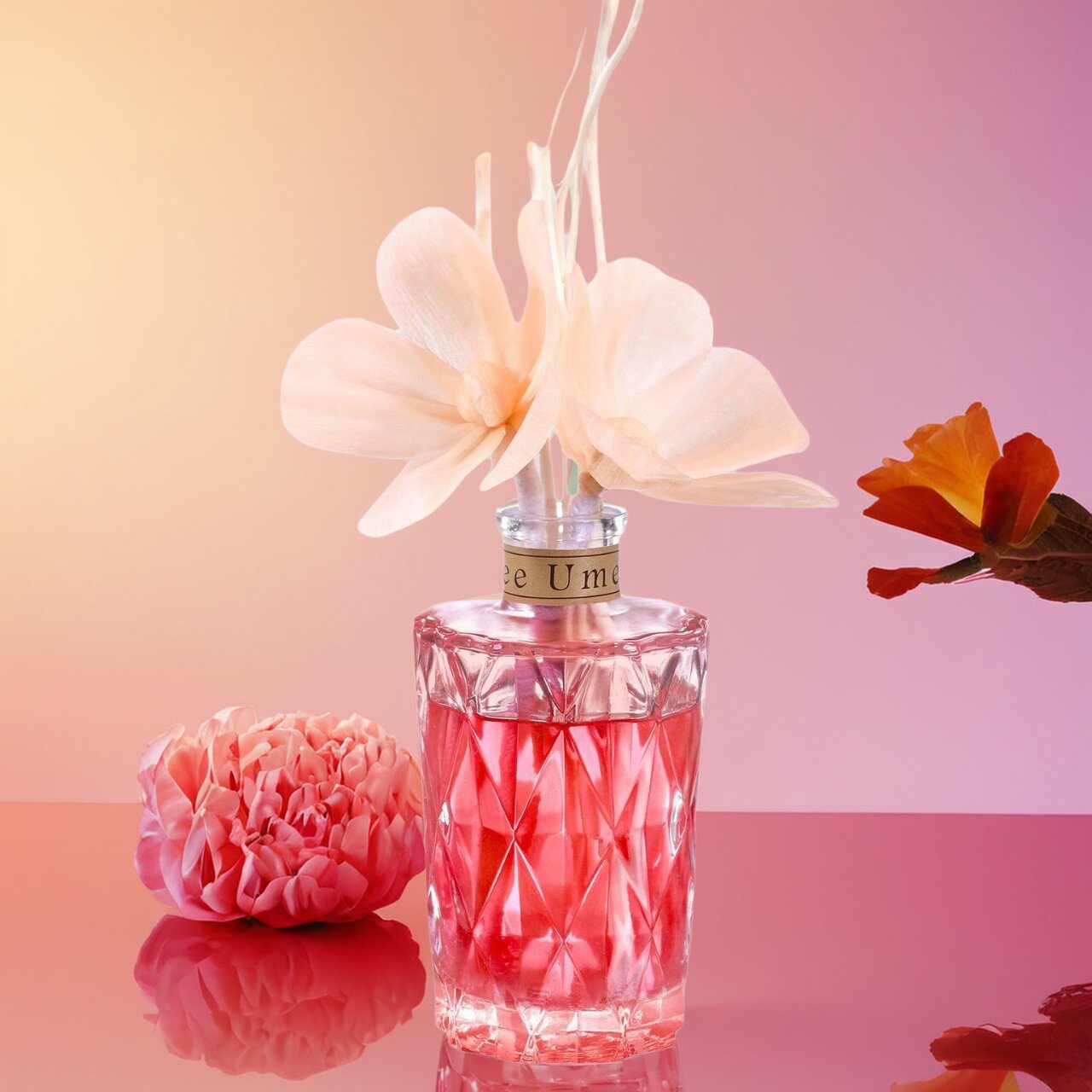 MeeUme卧室氛围摆件香水瓶香氛瓶无火香薰瓶藤条干花装饰玻璃瓶