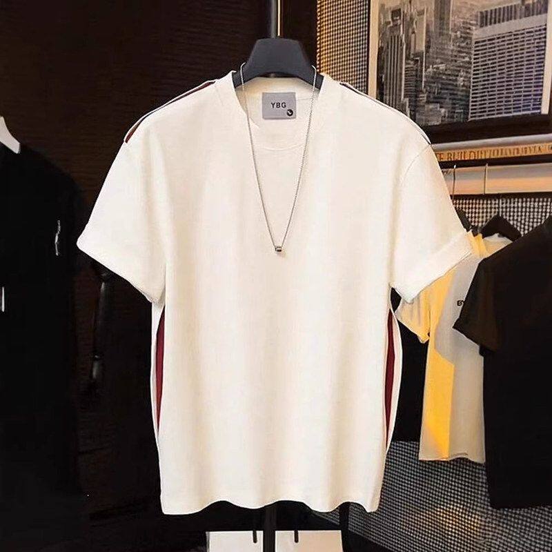 结构切割撞色圆领设计感T恤百搭休闲短袖奢小众男轻时尚潮流夏季