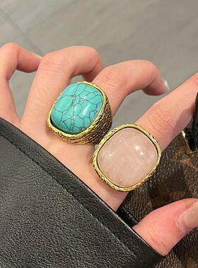 女小众欧美戒指晶石绿时髦石头