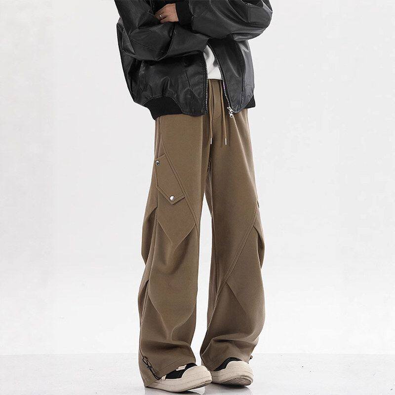 男款弯刀重磅卫裤新款阔腿裤直筒美式星空子尼工装裤春秋休闲长裤