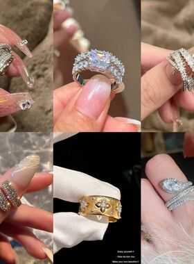 百搭小众戒指时尚白金精致轻奢