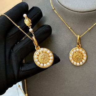 女项链吊坠轻奢小众淡水珍珠锁骨天然毛衣圆环高级感中古颈链饰品