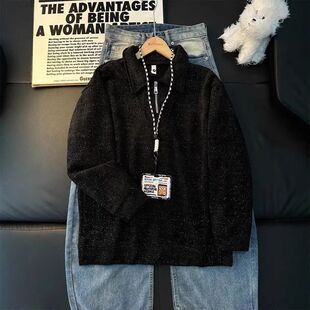 p满天星高级感olo卫衣秋冬衫男款针织长袖加绒外套痞帅加厚半拉链