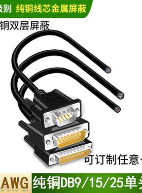 加粗屏蔽DB15 DB25 DB9/232串口单头线免焊接线公母头数据连接线