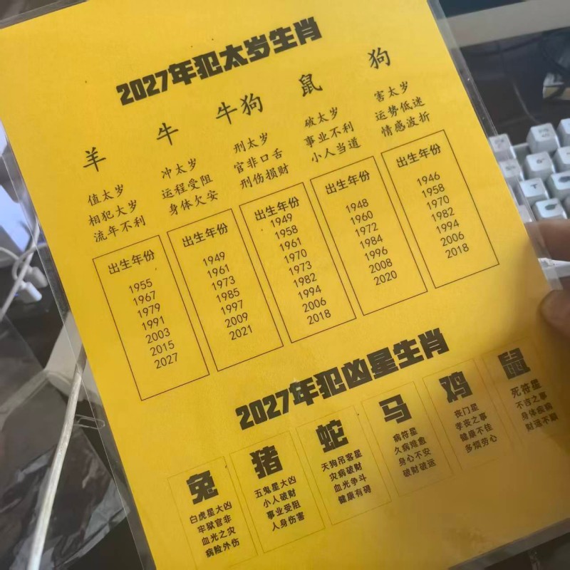 生肖流年犯星岁速查表