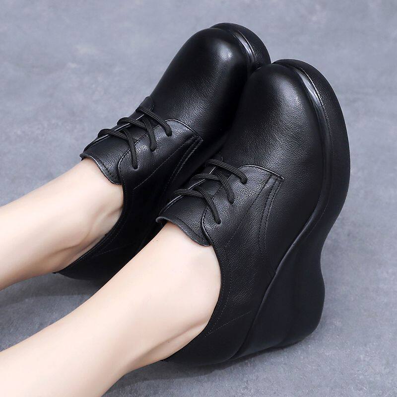 松糕鞋女坡跟厚底2025年秋季新品真皮百搭显高显瘦休闲单鞋妈妈鞋,女鞋,深口单鞋,淘宝优惠券,粉丝福利购,淘宝优惠卷