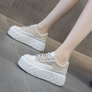 内增高女鞋8cm小个子搭配裙子显高的鞋子休闲运动鞋老爹鞋小白鞋