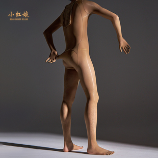 马油袜超薄全身衣油亮紧身连体衣防勾丝连裤 性感后脱五指黑丝袜男