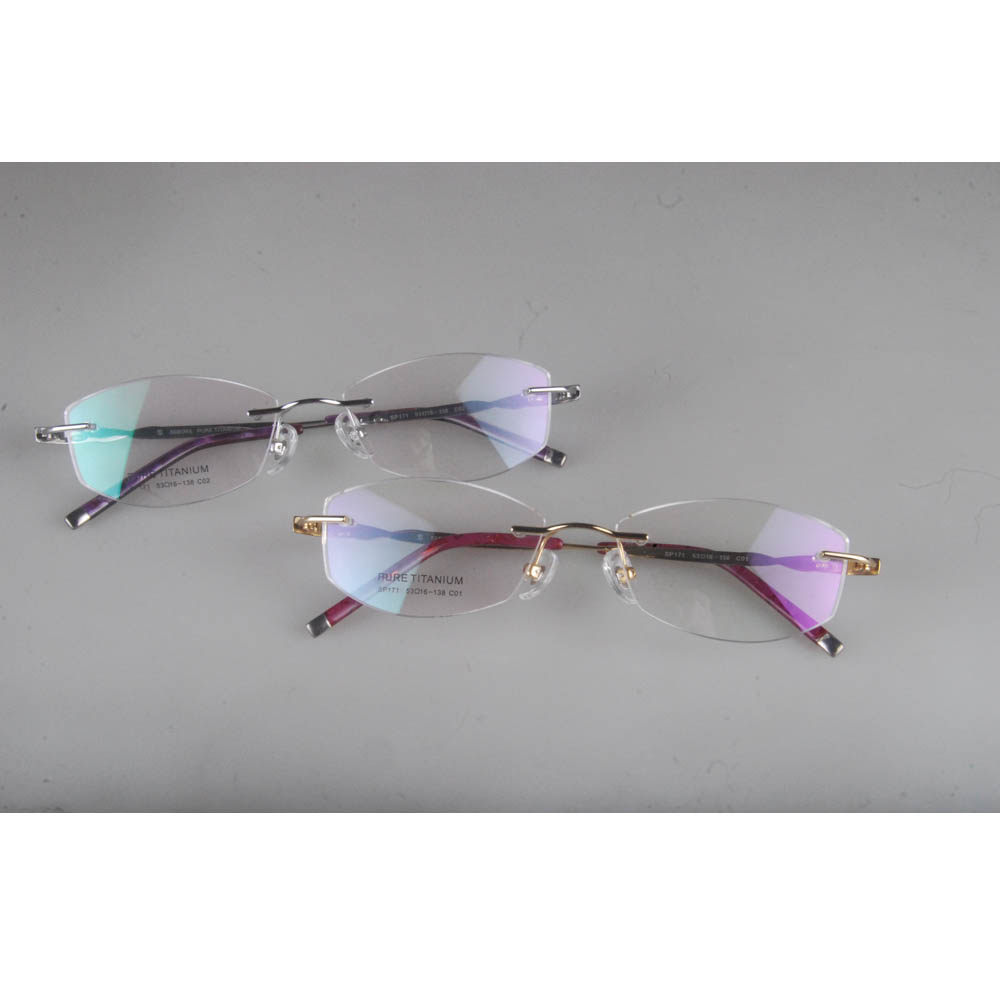 女士无框纯钛超轻时尚眼镜架