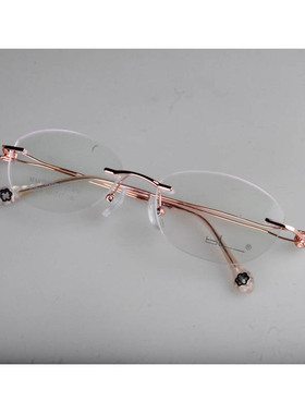 女士优雅舒适钛架无框眼镜时尚轻盈合金眼镜架简约近视镜框52009