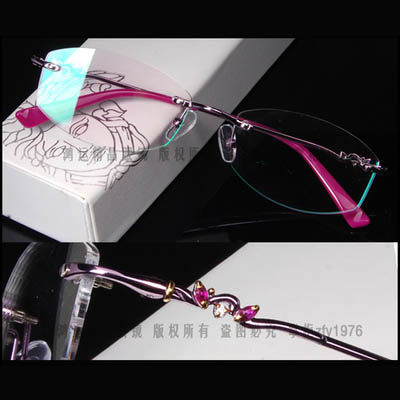 超轻 无框 镶钻 钻石切边眼镜架 近视眼镜框架 眼睛女款1643