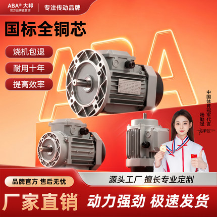 ABA大邦三相异步电动机380v220v纯铜单相电机防爆立式3/4/5kw铝壳