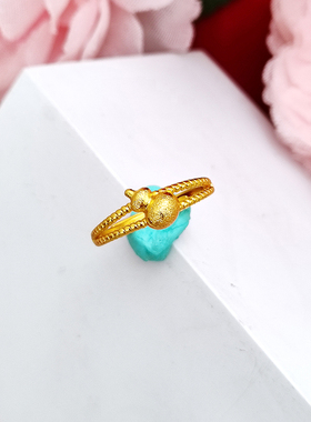 越南沙金戒指女蝴蝶开口戒指久不掉色仿真黄金葫芦梅花樱桃戒指女