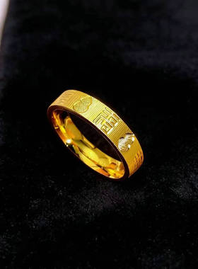 越南沙金CNC福字戒指男女久不掉色仿真黄金葫芦指环简约镀金戒指