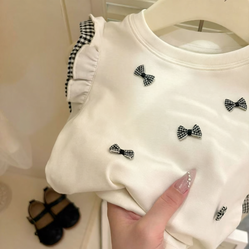 女童夏款蝴蝶结背心套装时尚格子