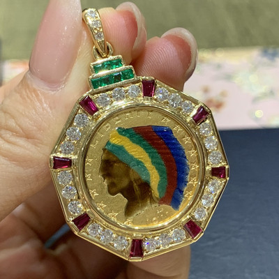 日本NEWDELLA孤品金币吊坠女