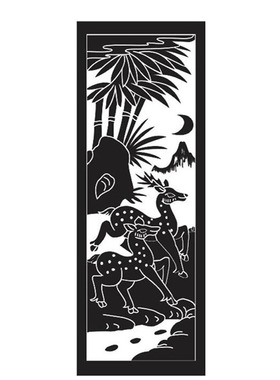 鹿仙鹤花鸟21808山水竹龙凤线雕图文泰雕刻图矢量图制作