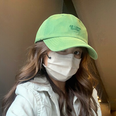 GREENHOUSES日系复古水洗做旧棒球帽女刺绣字母软顶遮阳鸭舌帽子