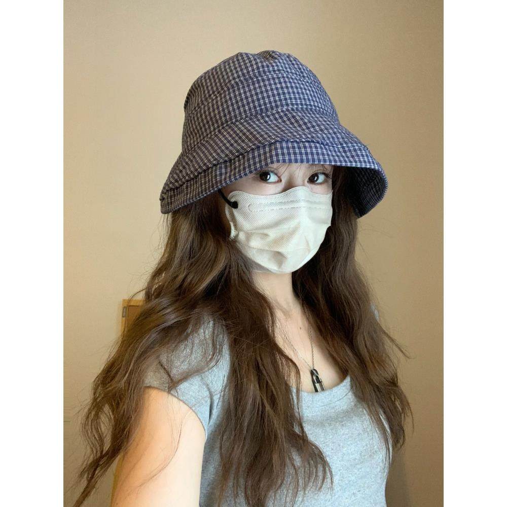 GREENHOUSES简约格纹蝴蝶结渔夫帽女显脸小防晒遮阳盆帽出游百搭图片