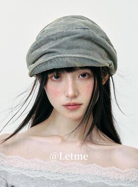 新款做旧牛仔堆堆报童帽子女复古韩版日系画家帽街头时尚鸭舌帽夏