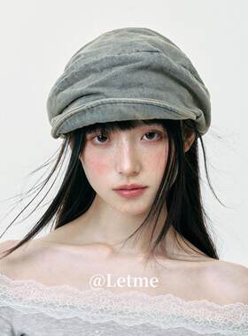 新款做旧牛仔堆堆报童帽子女复古韩版日系画家帽街头时尚鸭舌帽夏