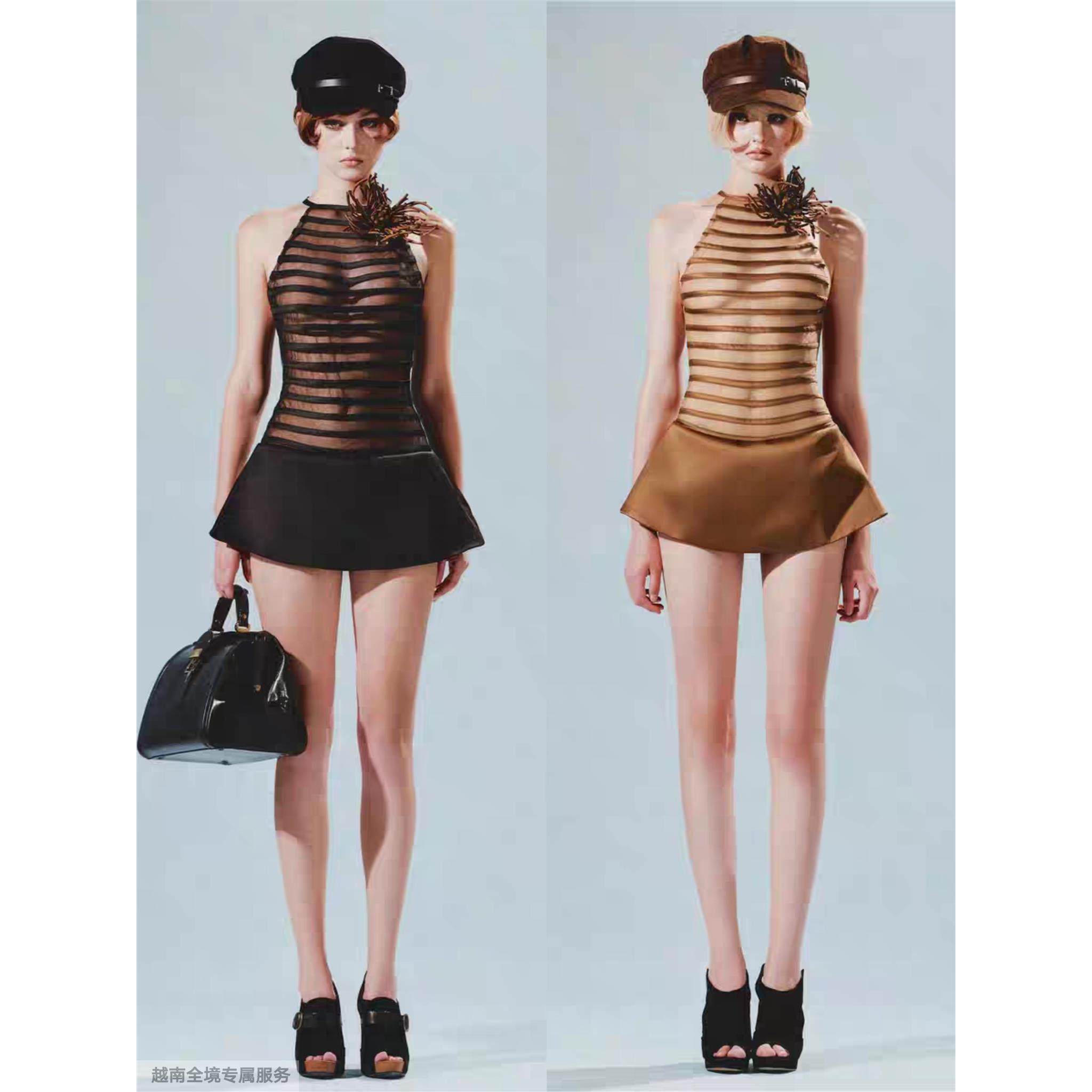 越十年越南小众ibiboss新款性感辣妹风显瘦条纹微透短裙连衣裙