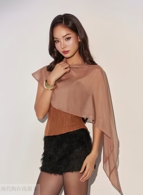 越十年越南小众gout新款仙女气质抹胸收腰显瘦披肩背心