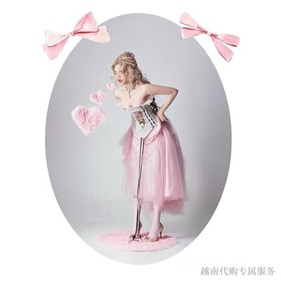 越十年越南小众品牌Boutiques新款网纱蓬蓬裙束腰系带抹胸裙