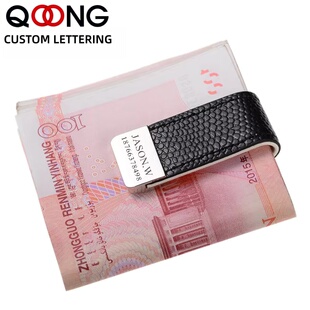 Money Bills Custom Leather Pack Slim Card Lettering Clip