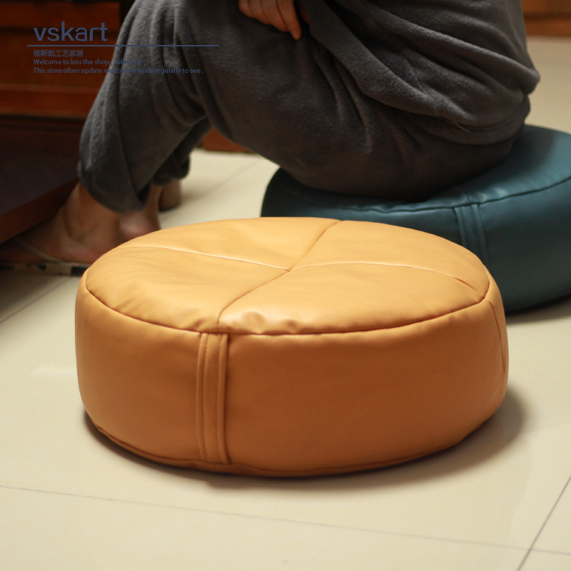 蒲团懒人家用圆形免拆洗坐垫皮质