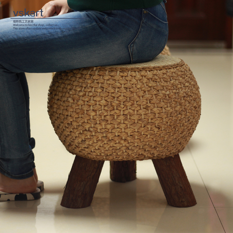 家用藤编矮凳换鞋凳坐凳草编墩子