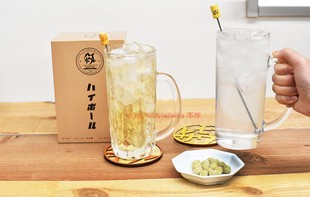 BLS现货日本进口日式限定复古嗨棒柠檬沙瓦三件套玻璃啤酒杯夏日