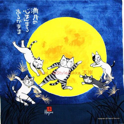 日本制冈本肇布挂画壁挂中秋方巾